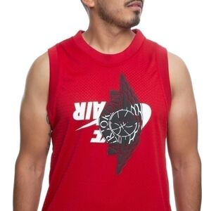 Nike Air Jordan Red & White Upside Down Graphics Jersey Large New